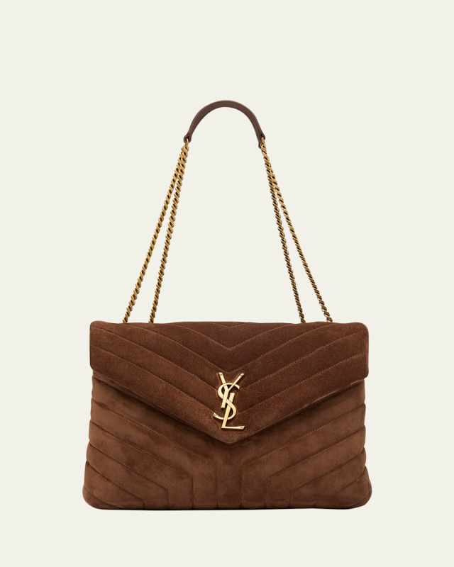 Loulou Medium YSL Shoulder Bag in Quilted Suede